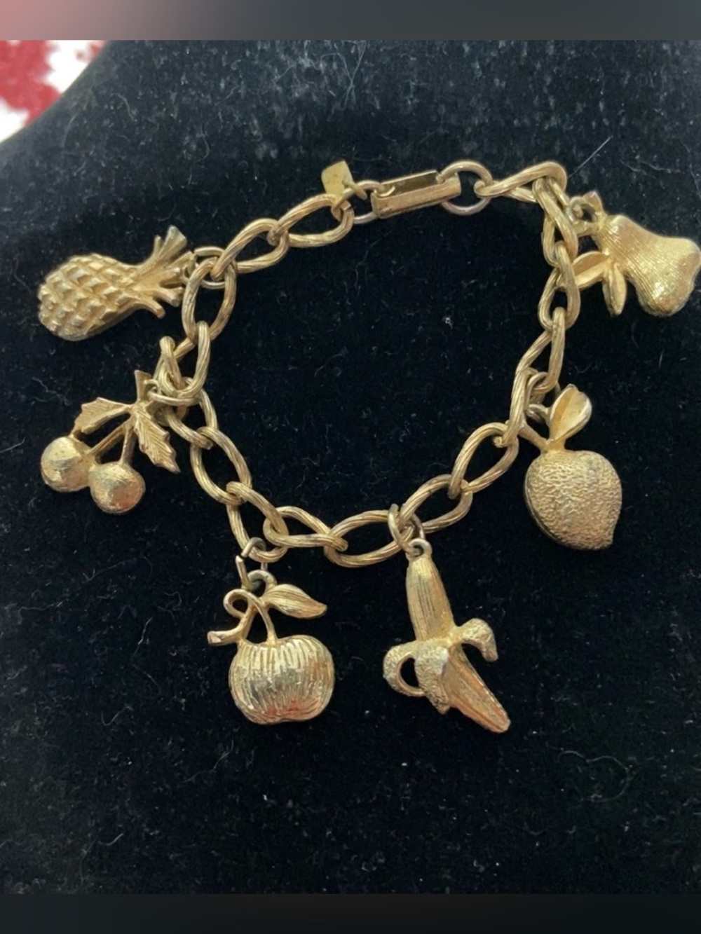 Vintage Sarah Coventry Gold-Tone Summer Fruit Charm Bracelet - Women Jewelry